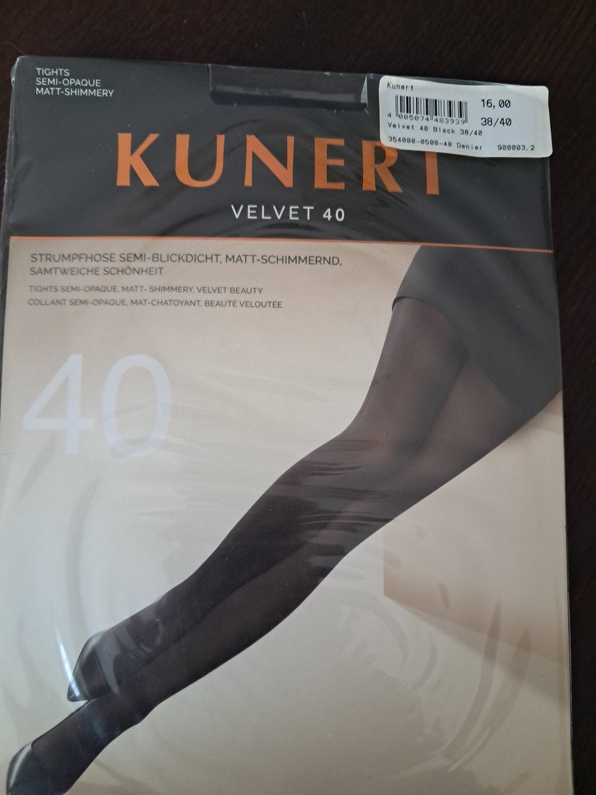 Kunert velvet 40 panty zwart maat 38-40, Zwart, Nieuw, Maat 40/42 (M), Ophalen of Verzenden