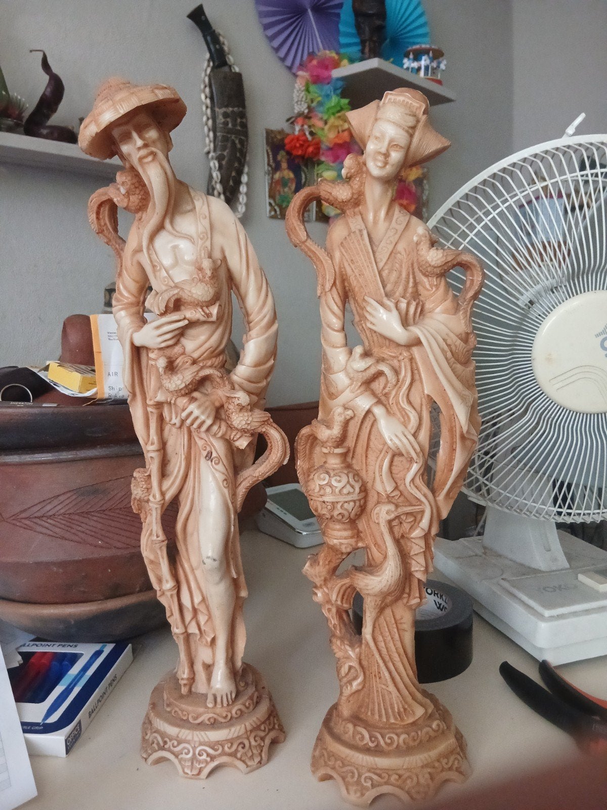 SET van Aziatische beelden, man en vrouw., Ophalen