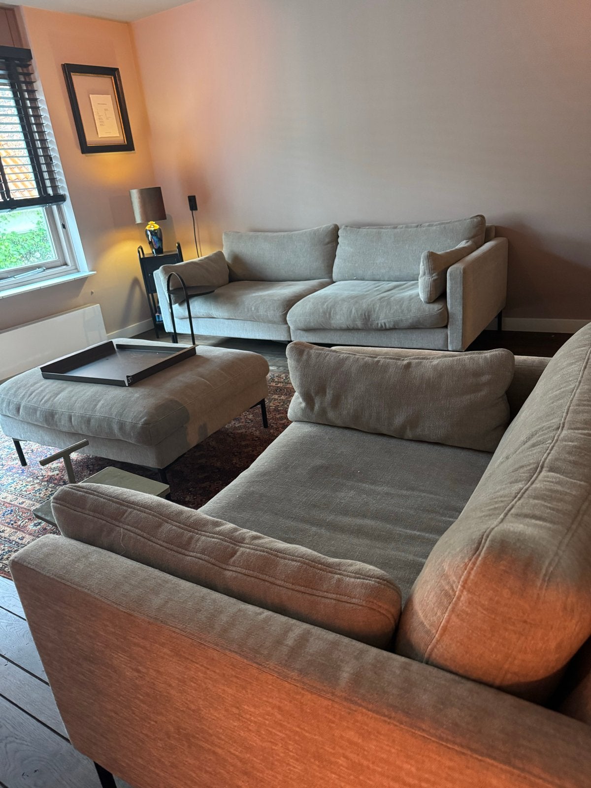 Zuiver Summer 3-zitsbank met hocker en love seat, Ophalen, Gebruikt, 125 tot 150 cm, Hoekbank