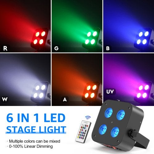 DJLicht 4x18 Accu vierkant ledpar RGBWA UV 72W met app, Geluidgestuurd, ., Nieuw, Ophalen of Verzenden