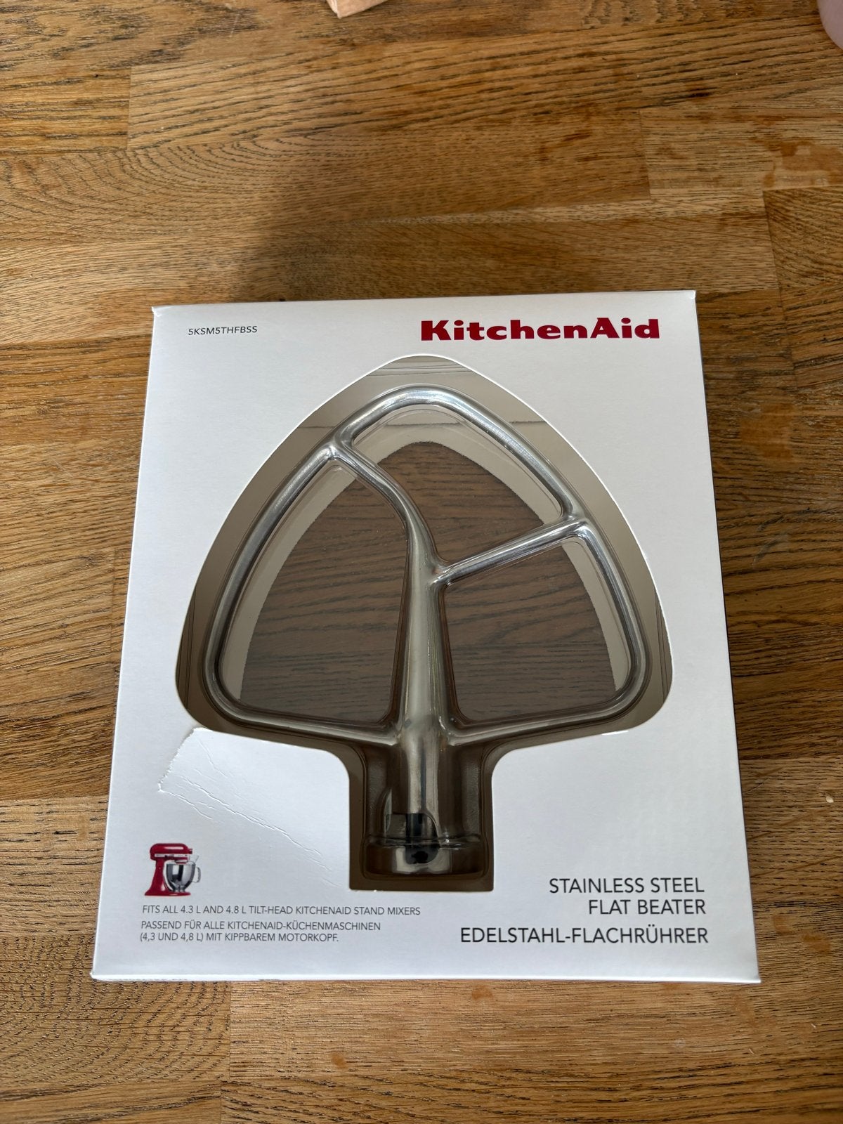 KitchenAid Platte Menghaak RVS Kantelkop Mixers 5KSM5THFBSS, 4 liter of meer, Nieuw, 3 snelheden of meer, Ophalen of Verzenden