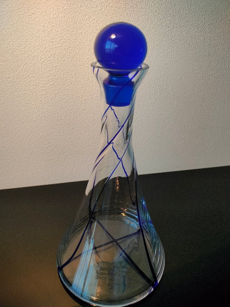 Design Karaf Kobaltblauw Kristal 1950-1960, Ophalen of Verzenden