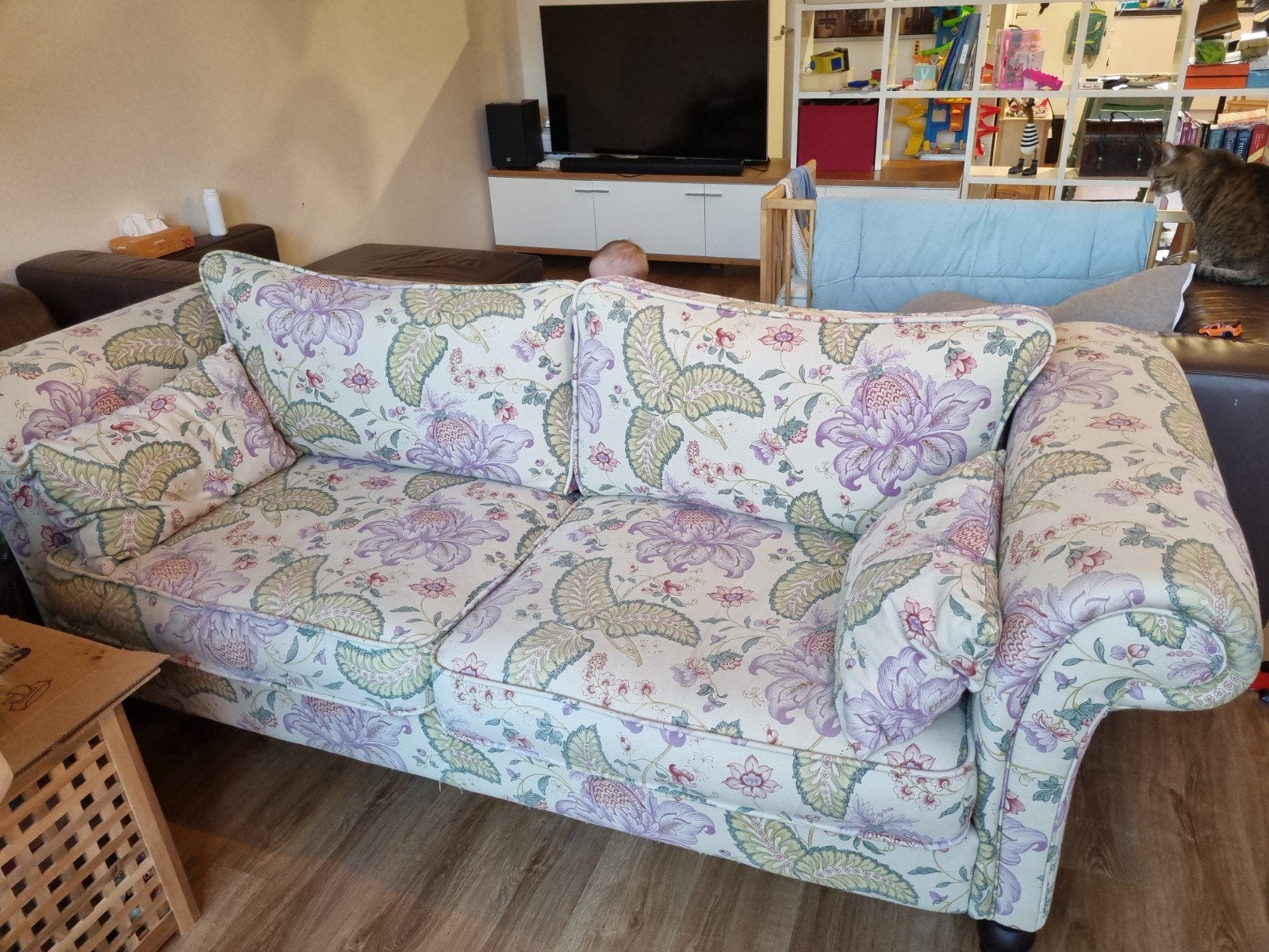 Bloemen bank, Ophalen, Tweepersoons, 75 tot 100 cm, Zo goed als nieuw