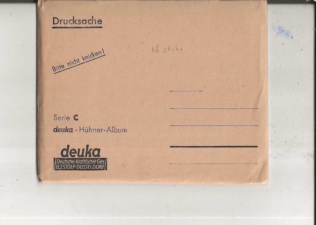 Dusseldorf Deuka krachtvoer Kippenserie C 16 stuks, Ophalen of Verzenden, 1940 tot 1960, Ongelopen, Overige thema's