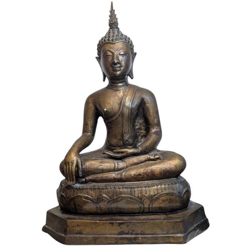 Groot antiek Thais bronzen Boeddhabeeld – 19e eeuw – 120