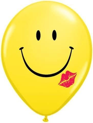 50 Qualatex ronde ballonnen 11" met smile and kiss opdruk, Ophalen of Verzenden, Nieuw, Versiering, Overige