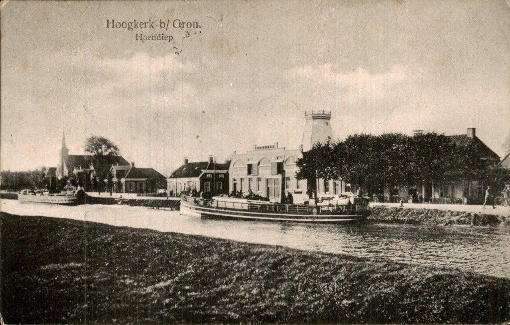 Hoogkerk - Hoendiep - Dorpsgezicht, Ophalen of Verzenden, 1920 tot 1940, Gelopen, Groningen