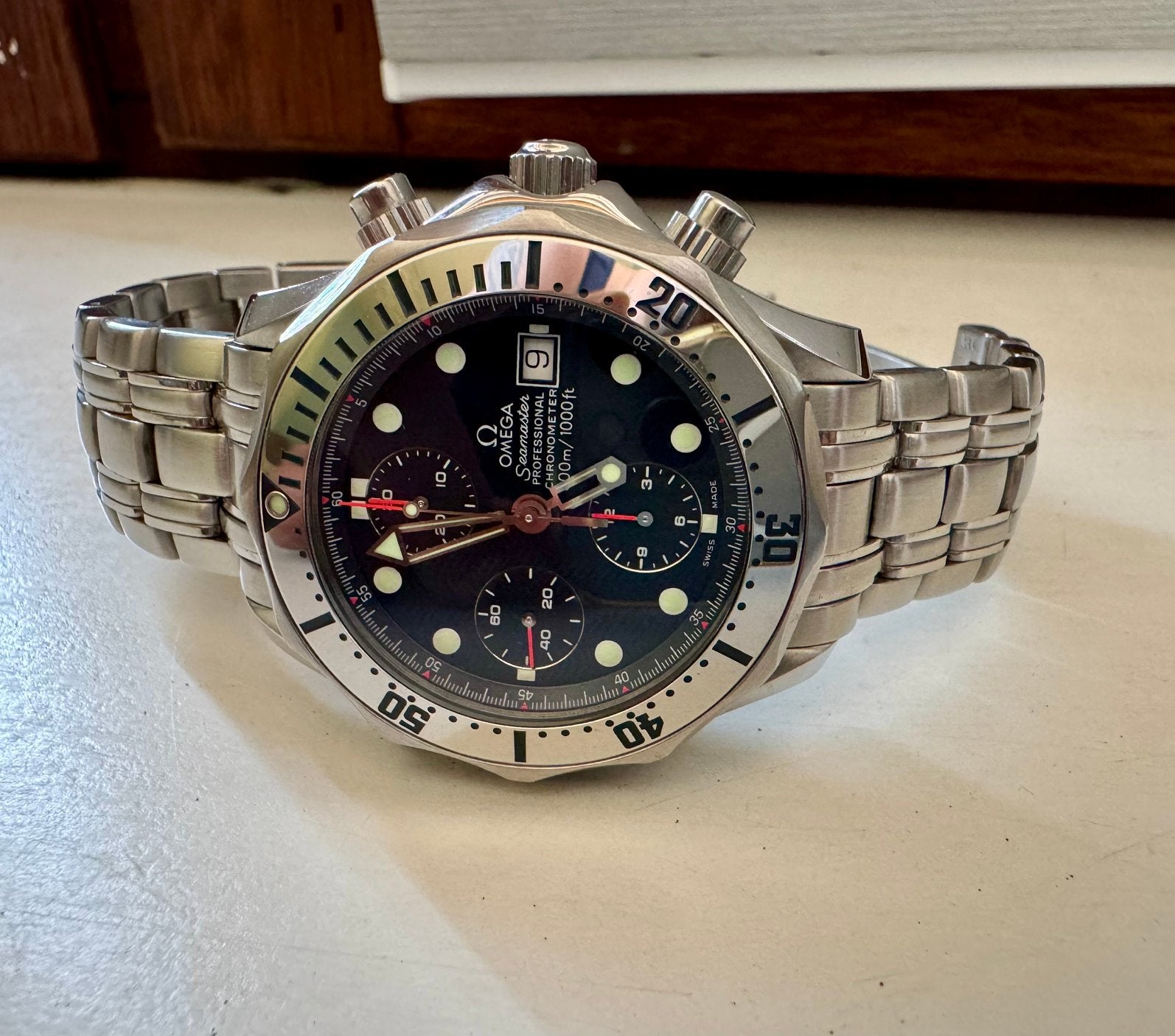Omega Seamaster Diver 300M automatic full set 9 mnd garantie, Staal, Staal, Polshorloge, Ophalen of Verzenden