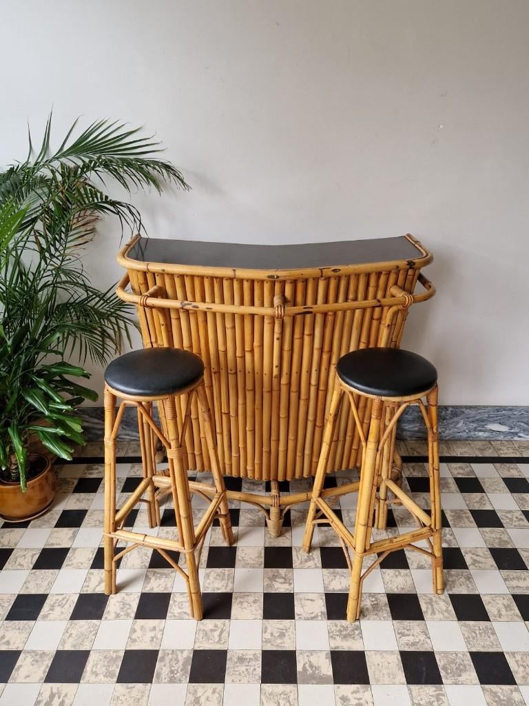 Vintage sixties tiki bar | barmeubel | bamboo bar, Ophalen, Gebruikt