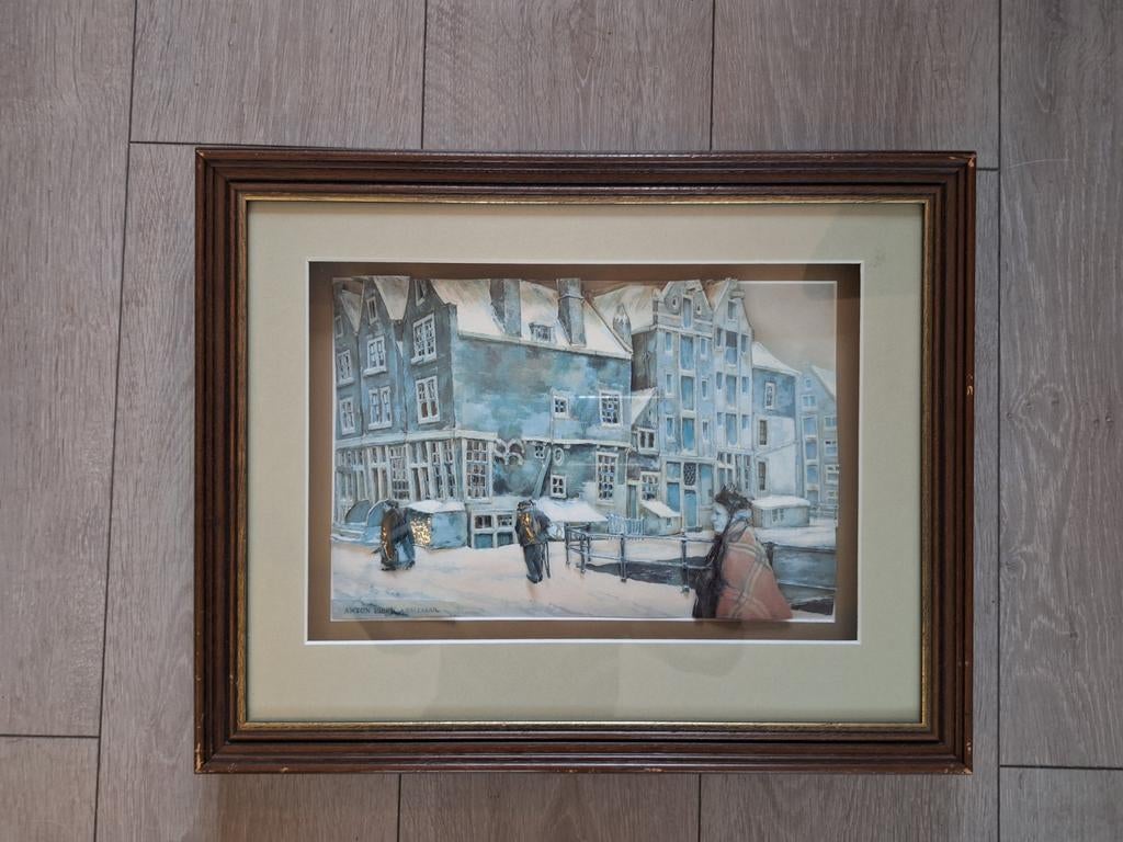 Prachtige ingelijste 3D prent Anton Pieck, Verzamelen, Ophalen of Verzenden, Zo goed als nieuw, Prent