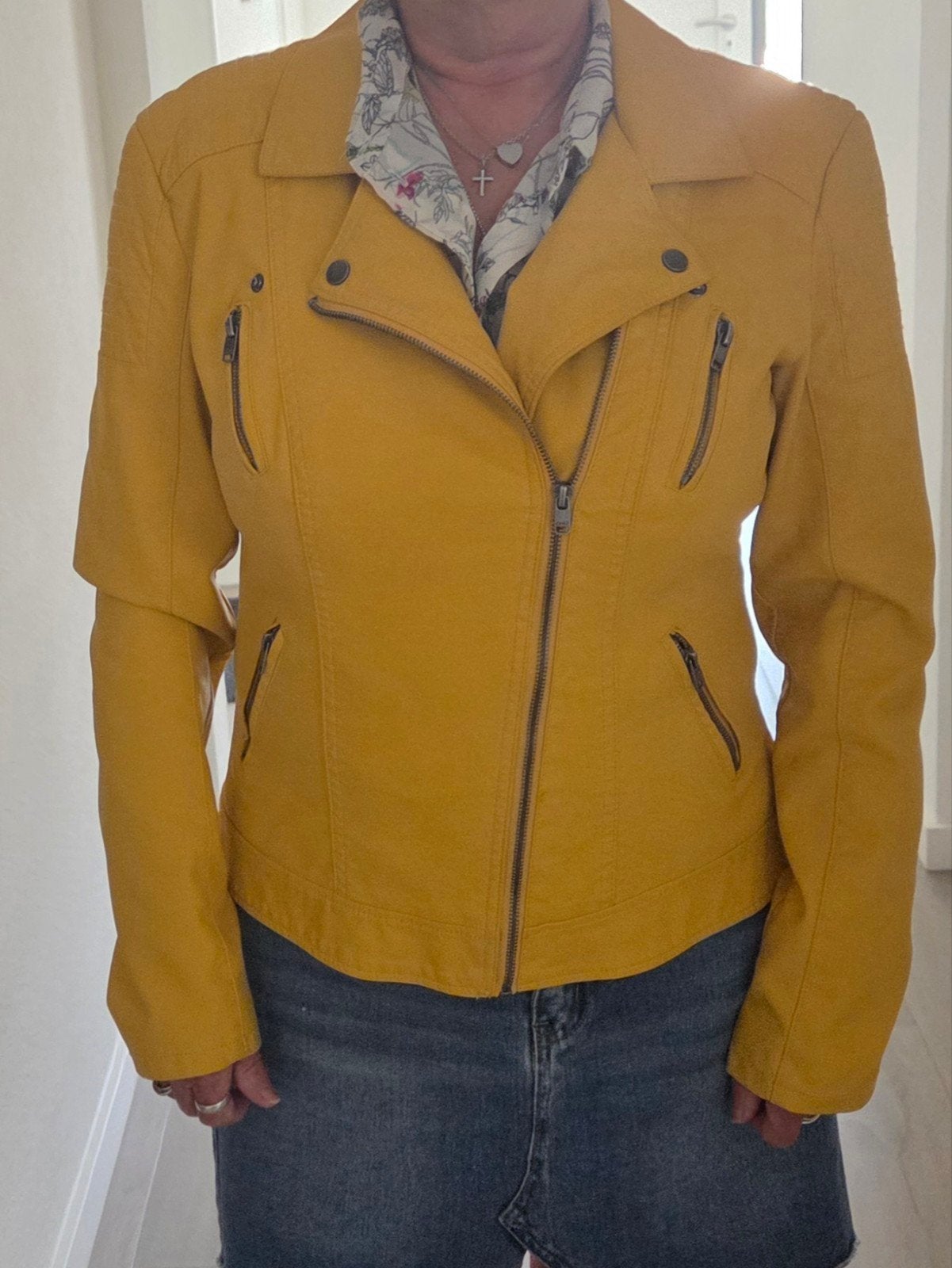 Gele bikerjack met ritsen, Maat 38/40 (M), Geel, Ophalen of Verzenden, Onbekend