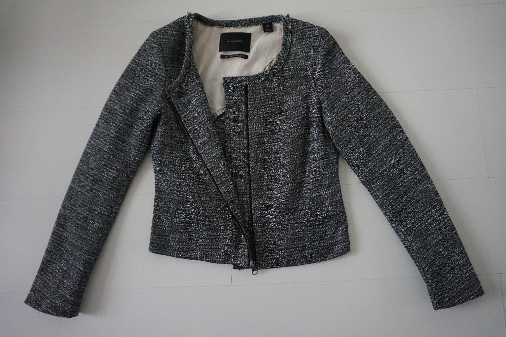 Maison Scotch jasje colbert blazer grijs zwart maat 1 - 36 S, Zo goed als nieuw, Jasje, Maat 36 (S), Grijs