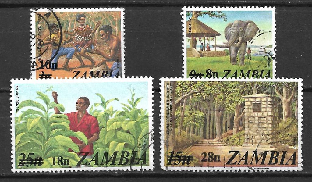 Zambia 1979 Overdruk nwe waardes op def serie olifant, Postzegels en Munten, Postzegels | Afrika, Verzenden, Zambia, Gestempeld
