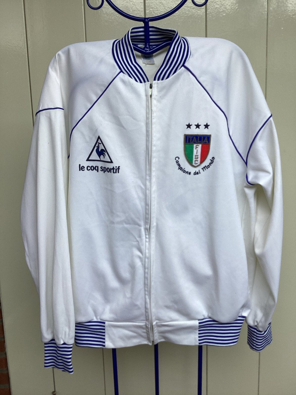 Origineel, uit 1982: Le Coq Sportif Italië Trainingsjack, Maat 48/50 (M), Wit, Ophalen of Verzenden, Zo goed als nieuw