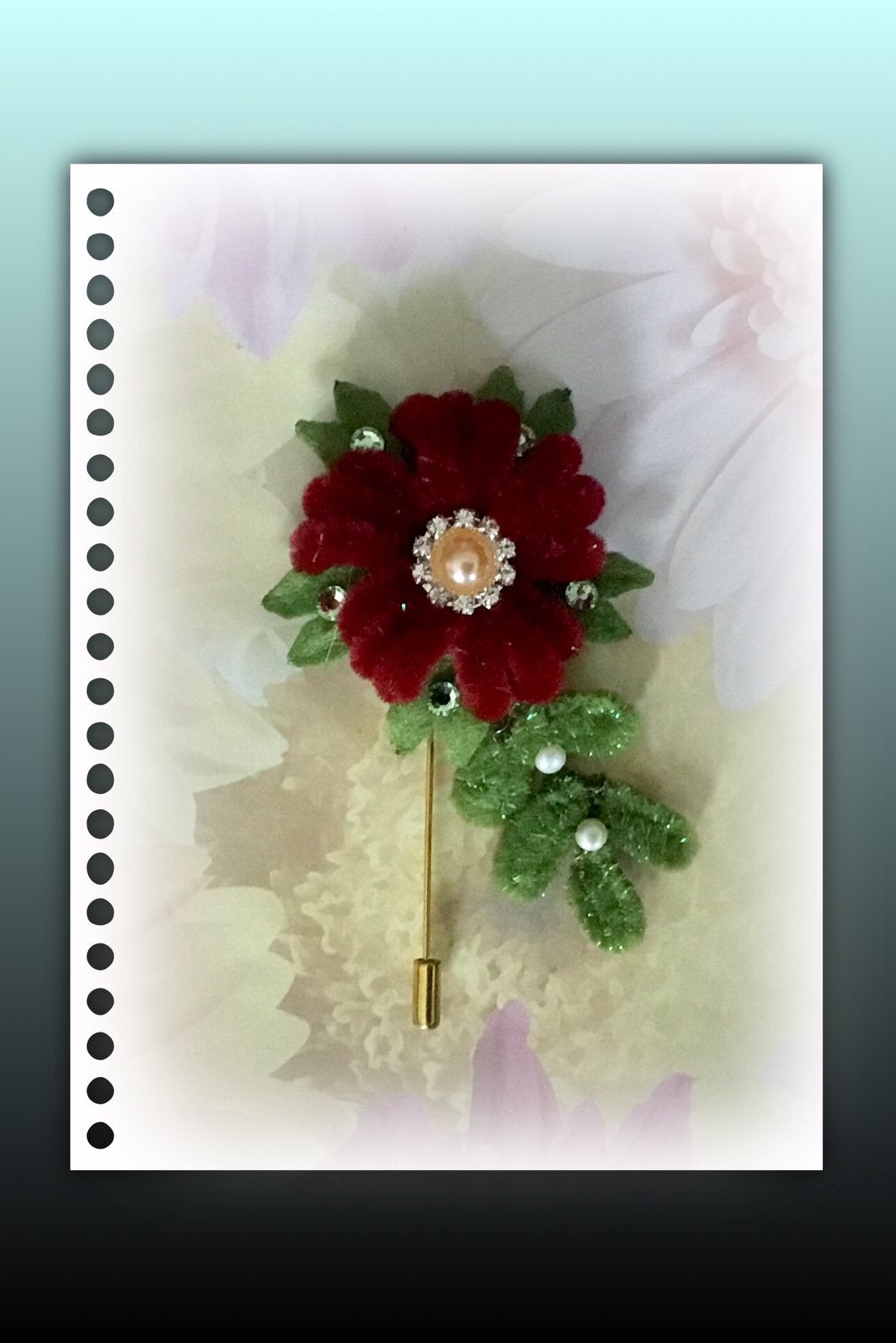 Elegante Reversspeld Rode Bloem 21 B, Overige materialen, 4 tot 7 cm, Verzenden, Met parel