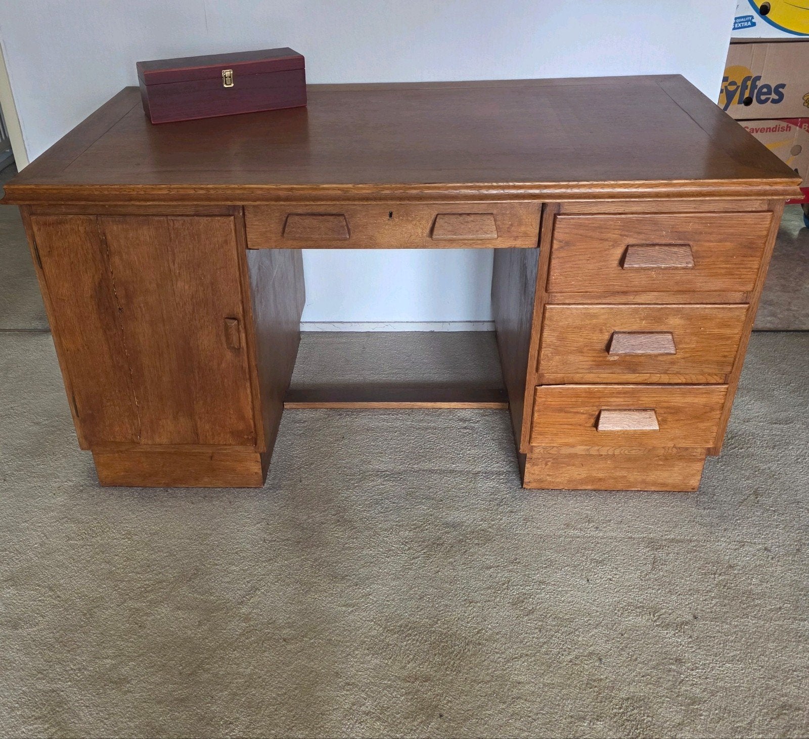 Prachtig mooi vintage houten bureau ., Ophalen, Gebruikt