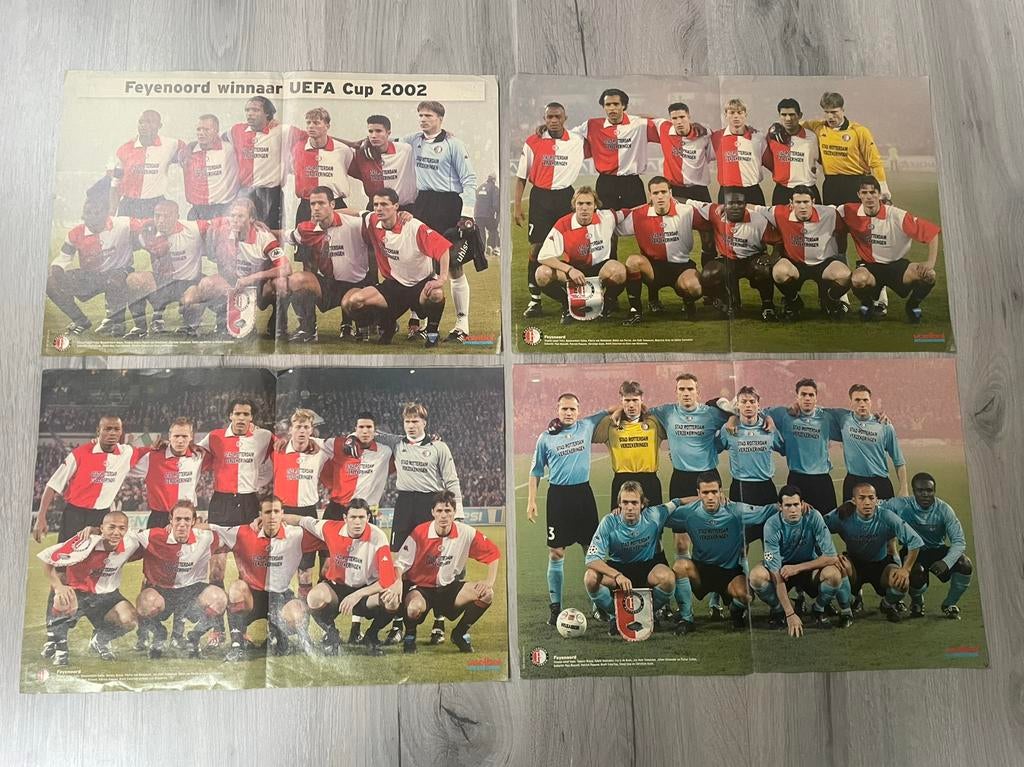 Feyenoord UEFA Cup 2002 Winnaar Posters - Set van 4, Ophalen of Verzenden, Sport, A1 t/m A3, Rechthoekig Staand