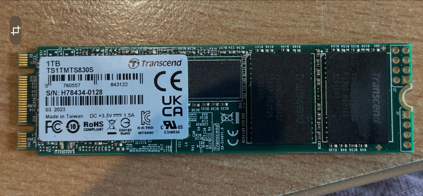 Transcend 1TB M.2 SATA SSD TS1TMTS830S - Nieuwstaat, Computers en Software, Harde schijven, Intern, Server, Ophalen of Verzenden