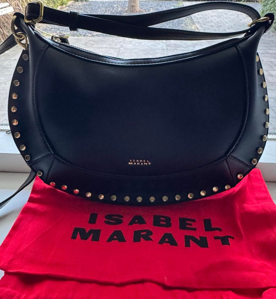 Isabel Marant Oskan Moon Tas Zwart Studs, Ophalen of Verzenden, Zo goed als nieuw, Zwart, Schoudertasje