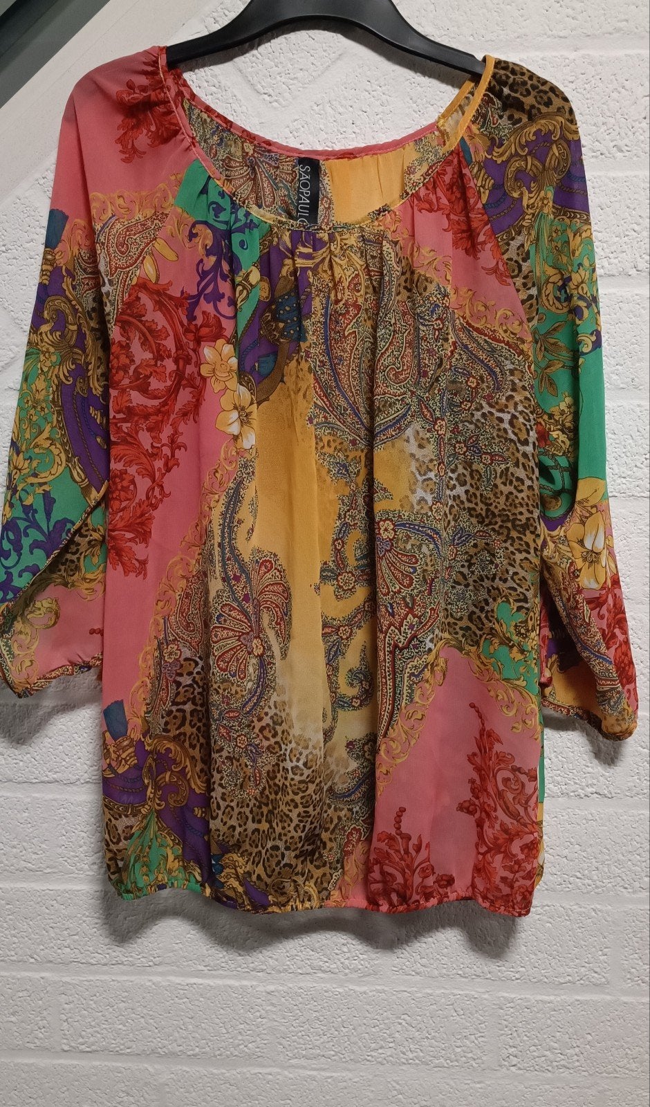 São Paulo blouse met barok- en luipaard print, Maat 38/40 (M), Meerkleurig, São Paulo, Ophalen of Verzenden