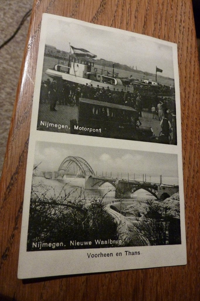 NIJMEGEN motorpont Nieuwe Waalbrug Voorheen en Thans, Verzamelen, Ophalen, 1920 tot 1940, Ongelopen, Gelderland