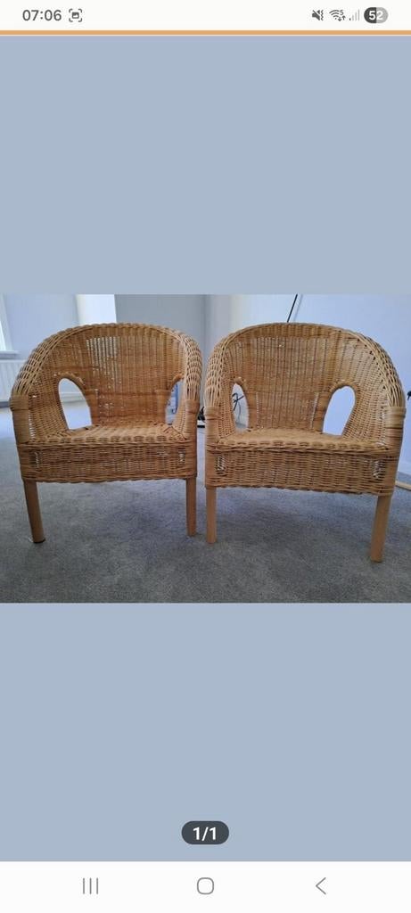 2 rieten kinderstoeltjes, Kinderen en Baby's, Kinderkamer | Tafels en Stoelen, Ophalen, Stoel(en)