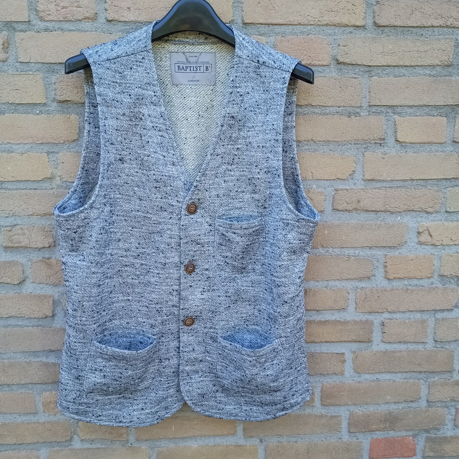 Tiroler trachten gilet XL 54 rustiek grijs katoen ongevoerd, Ophalen of Verzenden, Zo goed als nieuw, Maat 52/54 (L), Baptist