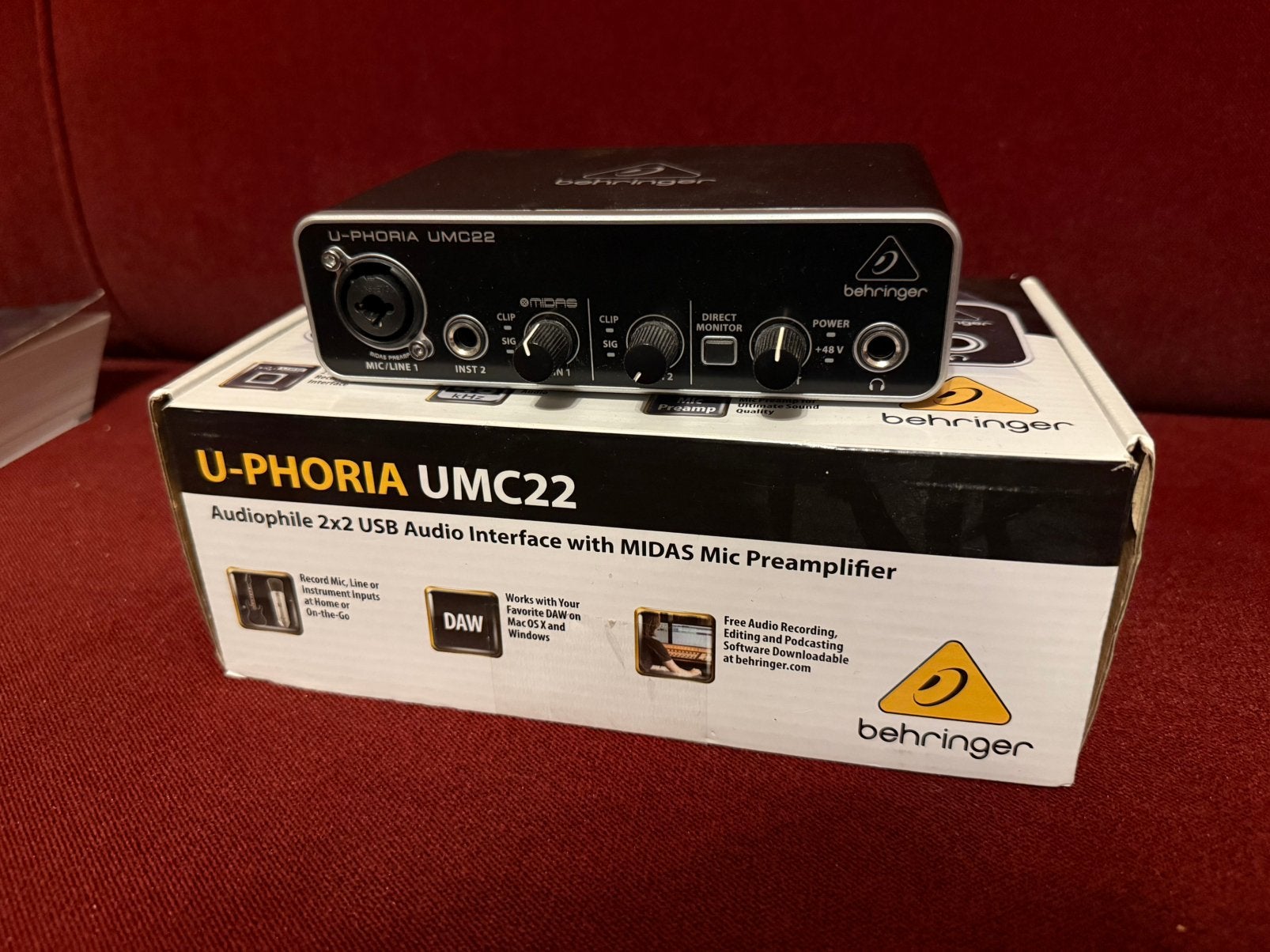 Behringer U-PHORIA UMC22 audio interface, Ophalen, Zo goed als nieuw, Microfooningang