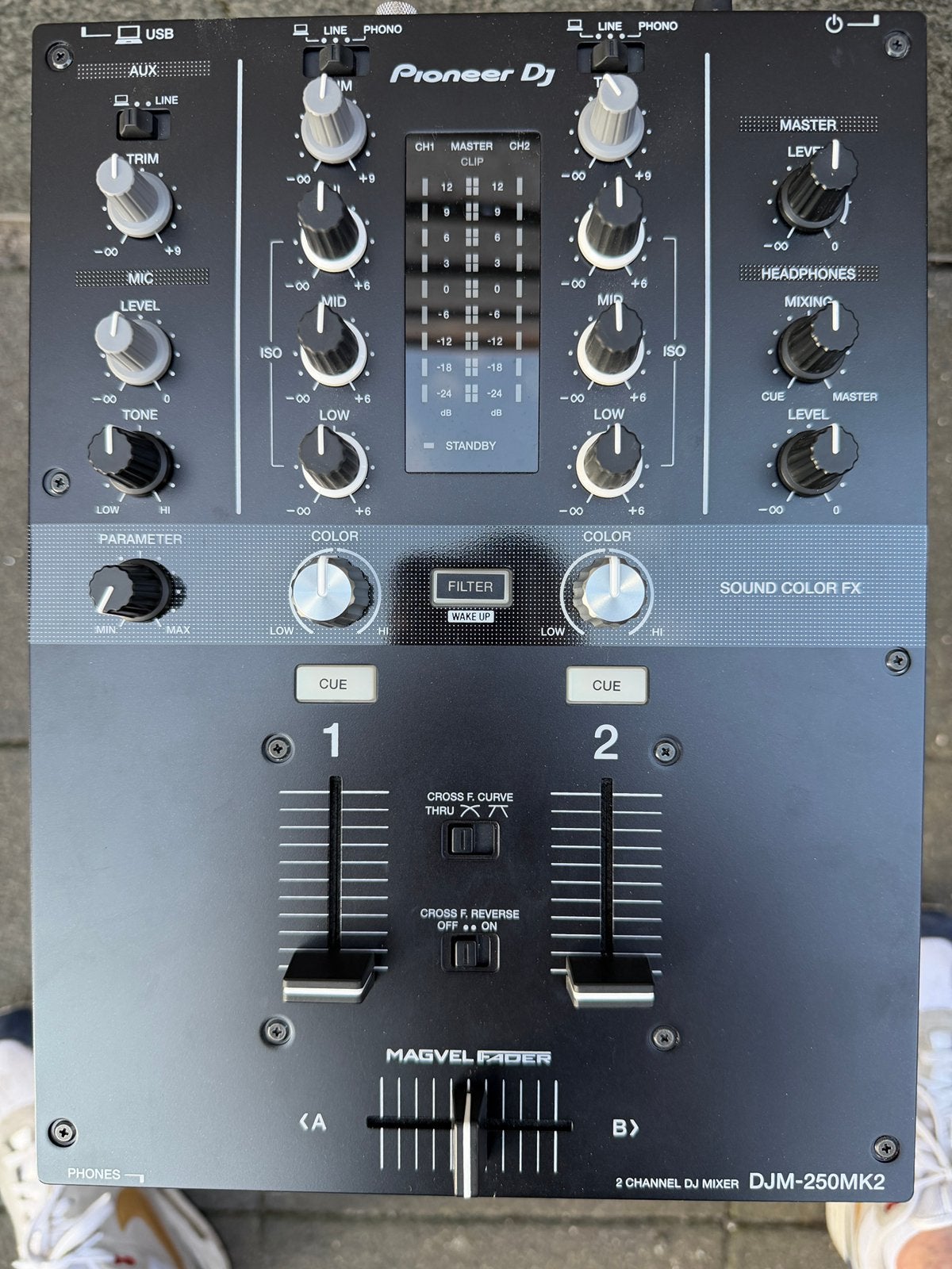 Pioneer DJM250MK2 zgan, Ophalen, Zo goed als nieuw, Minder dan 5 kanalen, Microfooningang
