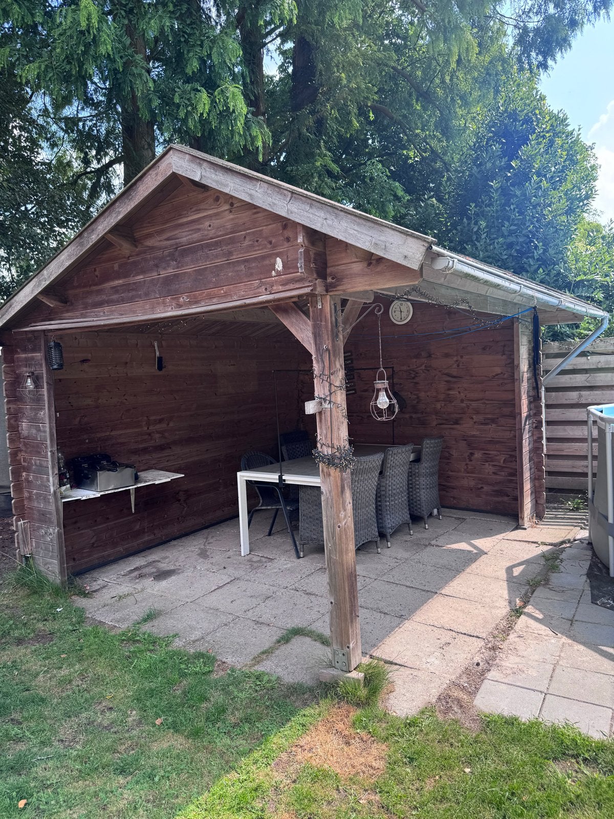 Houten overkapping met optionele tegels, Tuin en Terras, Overkappingen, Gebruikt, Overige typen, Ophalen