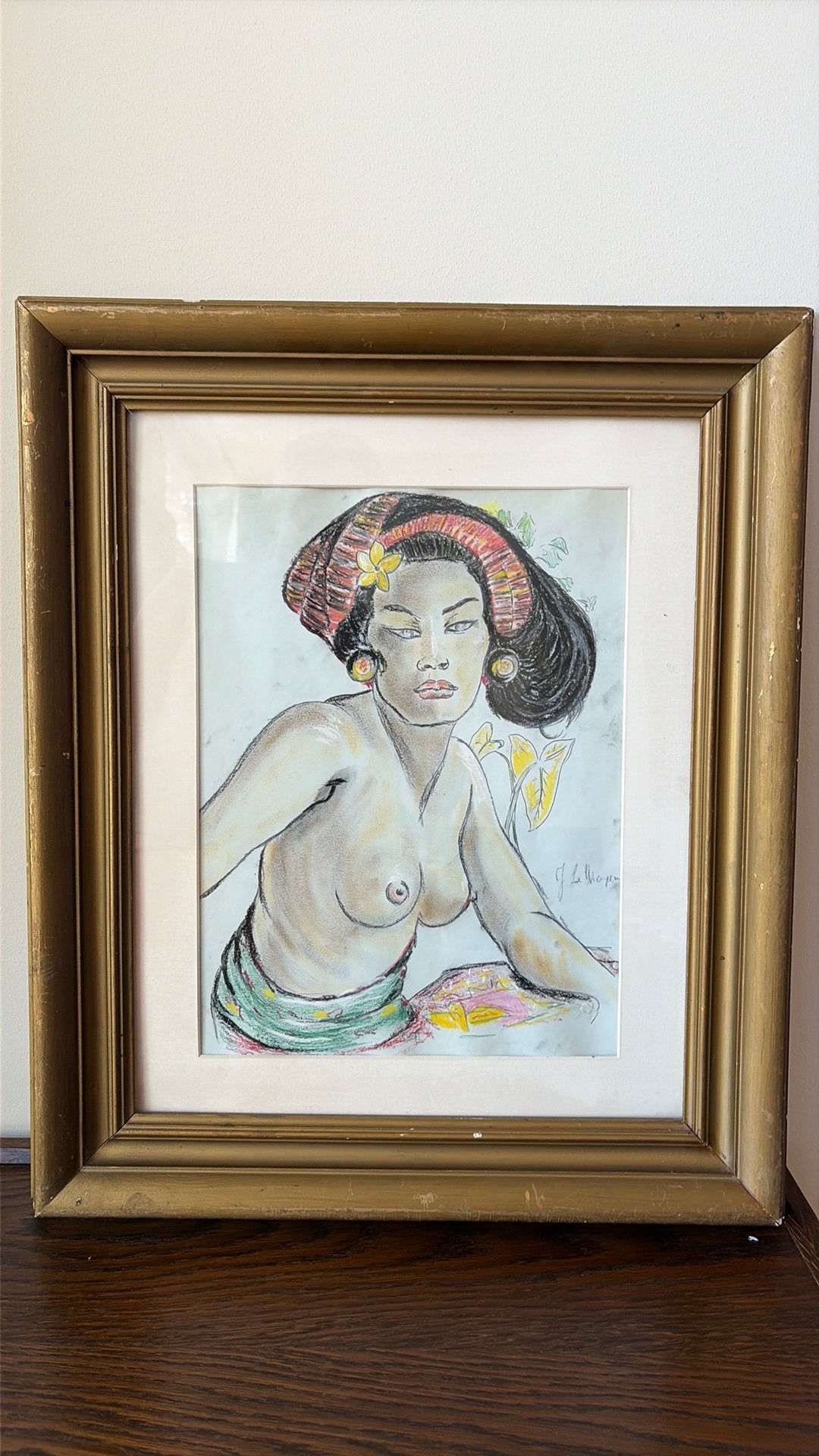 Portret Balinese vrouw Jean le Mayeur (1880-1958), Verzenden, Portret of Personen, Overige technieken, Impressionistisch