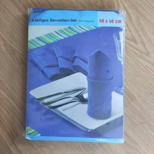 4-delige blauwe servetten set, 40x40cm, nieuwe, Ophalen of Verzenden, Nieuw, Blauw, Tafelkleed of Tafelzeil