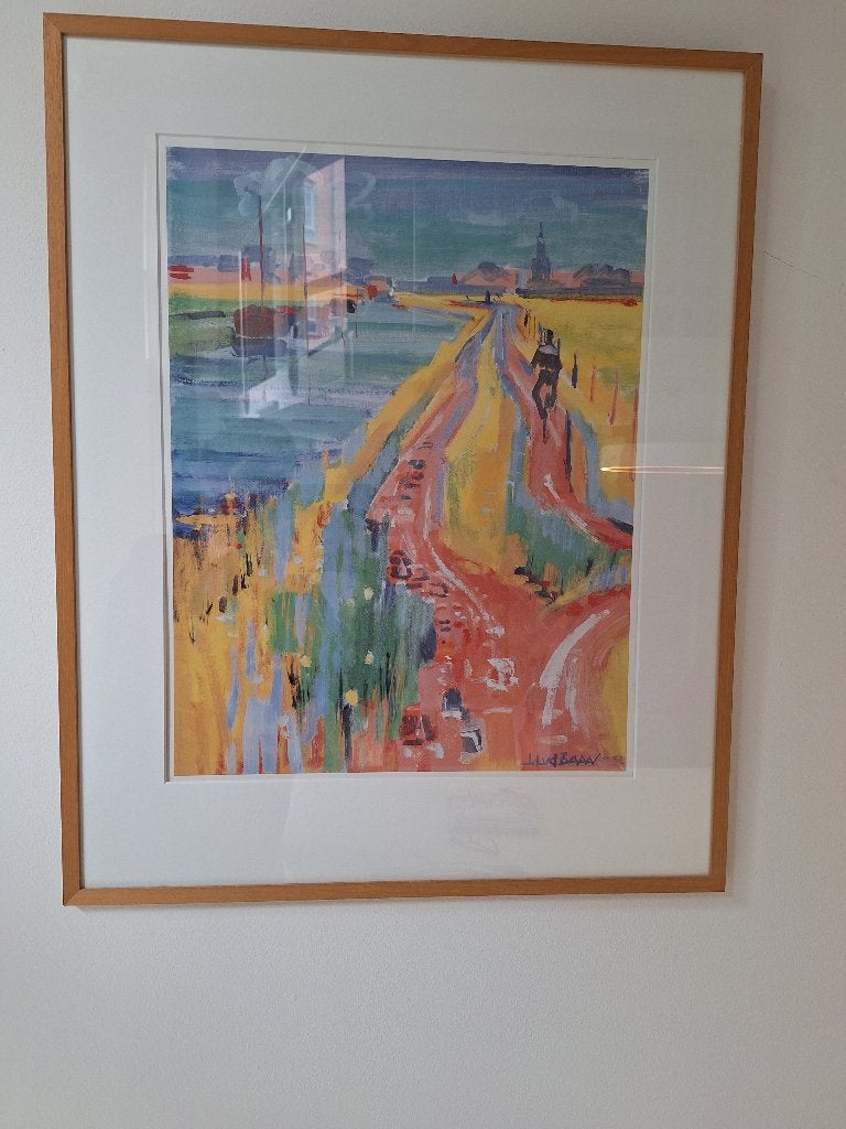 Litho Jan Lukas vd Baan Gezicht op Groningen (Reitdiep), Gelimiteerde oplage, Ophalen, Landschappen, Lithografie
