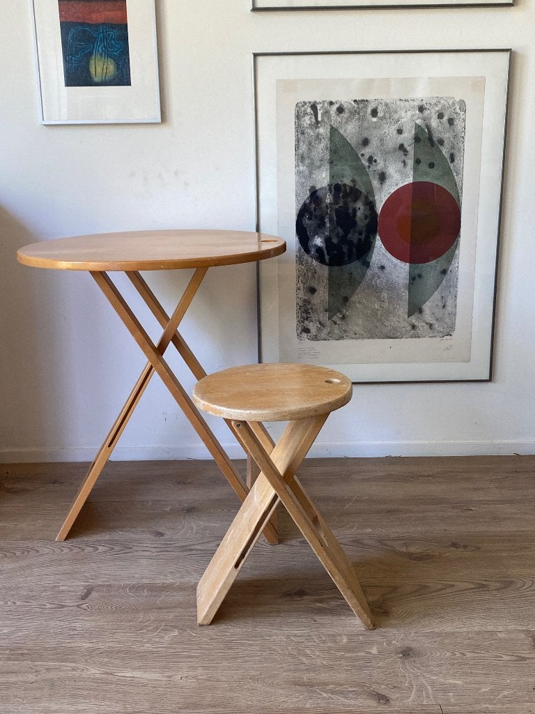 Vintage Suzy klaptafel en kruk van Adrian Reed, Huis en Inrichting, Krukjes, Ophalen, Gebruikt, Hout