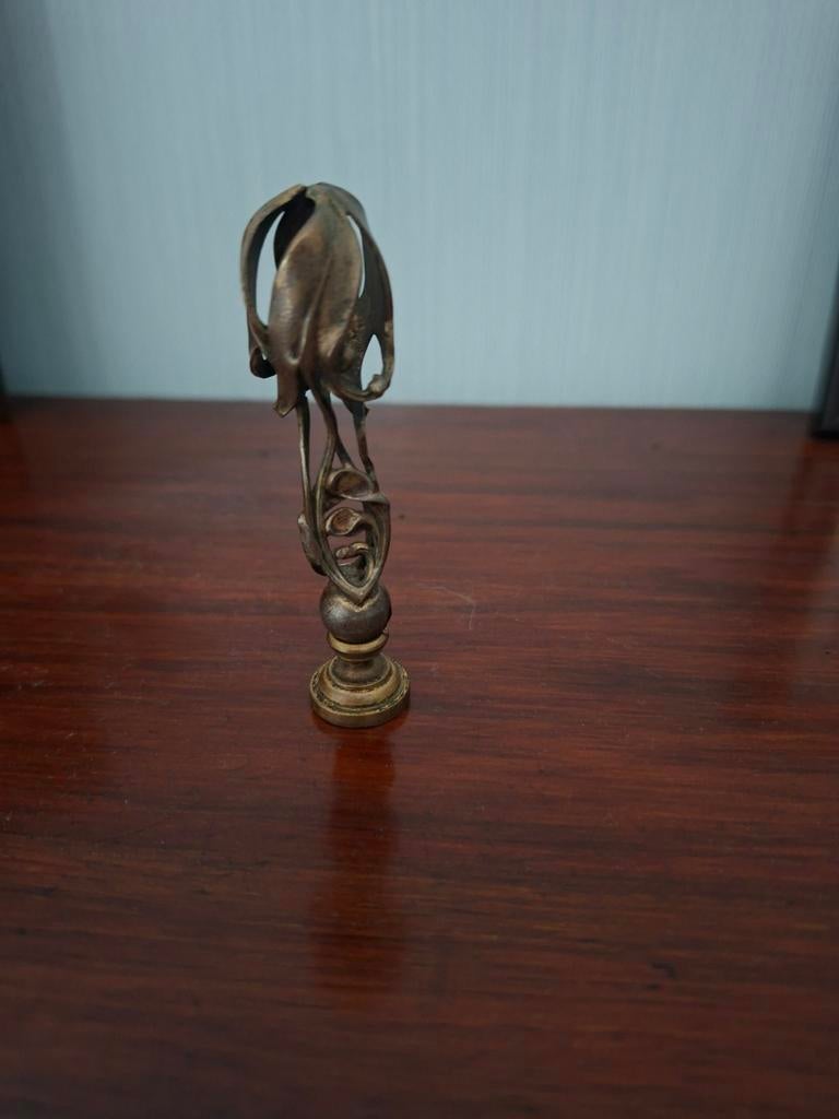 Antieke Art Nouveau lakzegel met bloemmotief, Ophalen of Verzenden