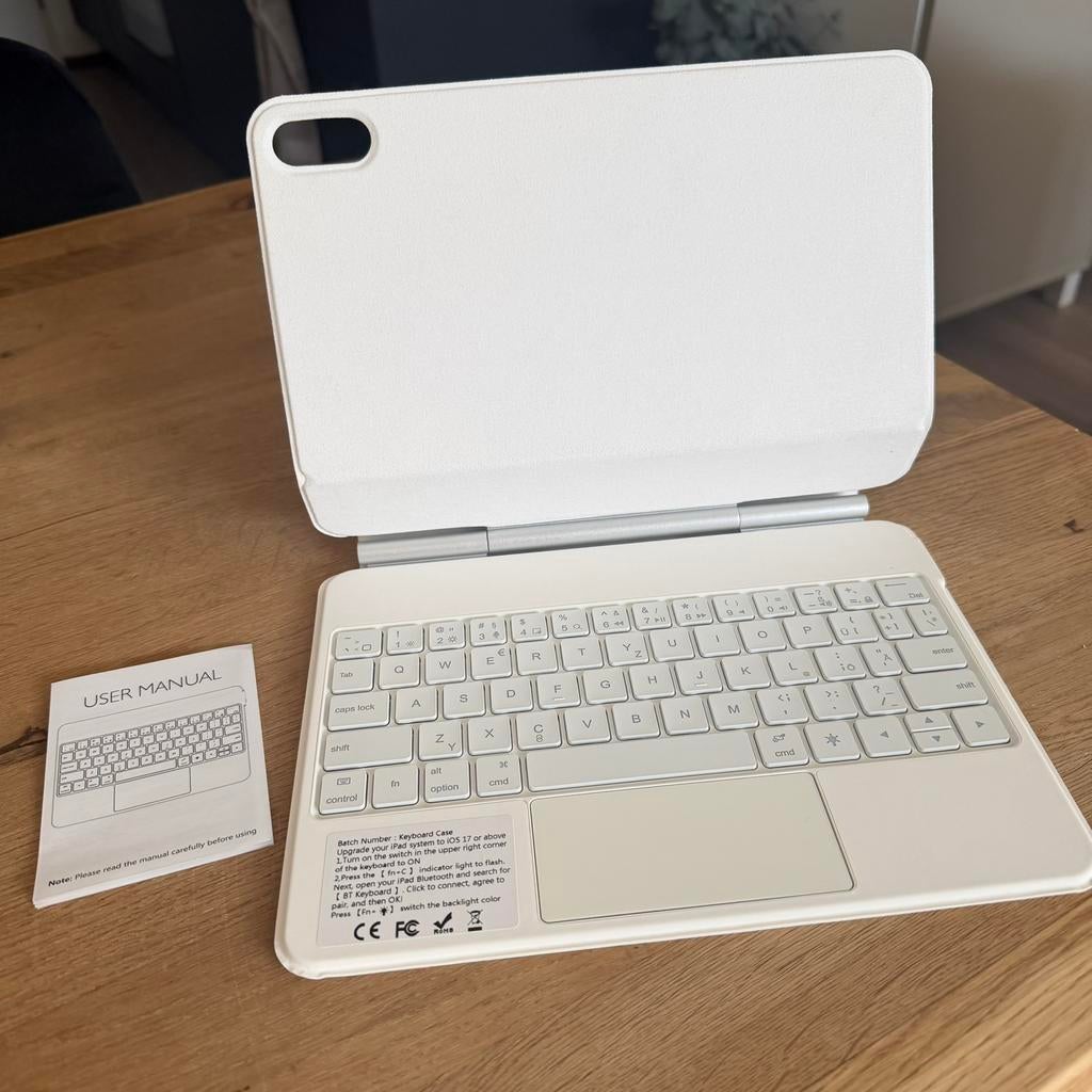 TouchPad Magic Keyboard wit met led voor iPad Air/Pro, Opvouwbaar, Nieuw, Ophalen of Verzenden, Draadloos