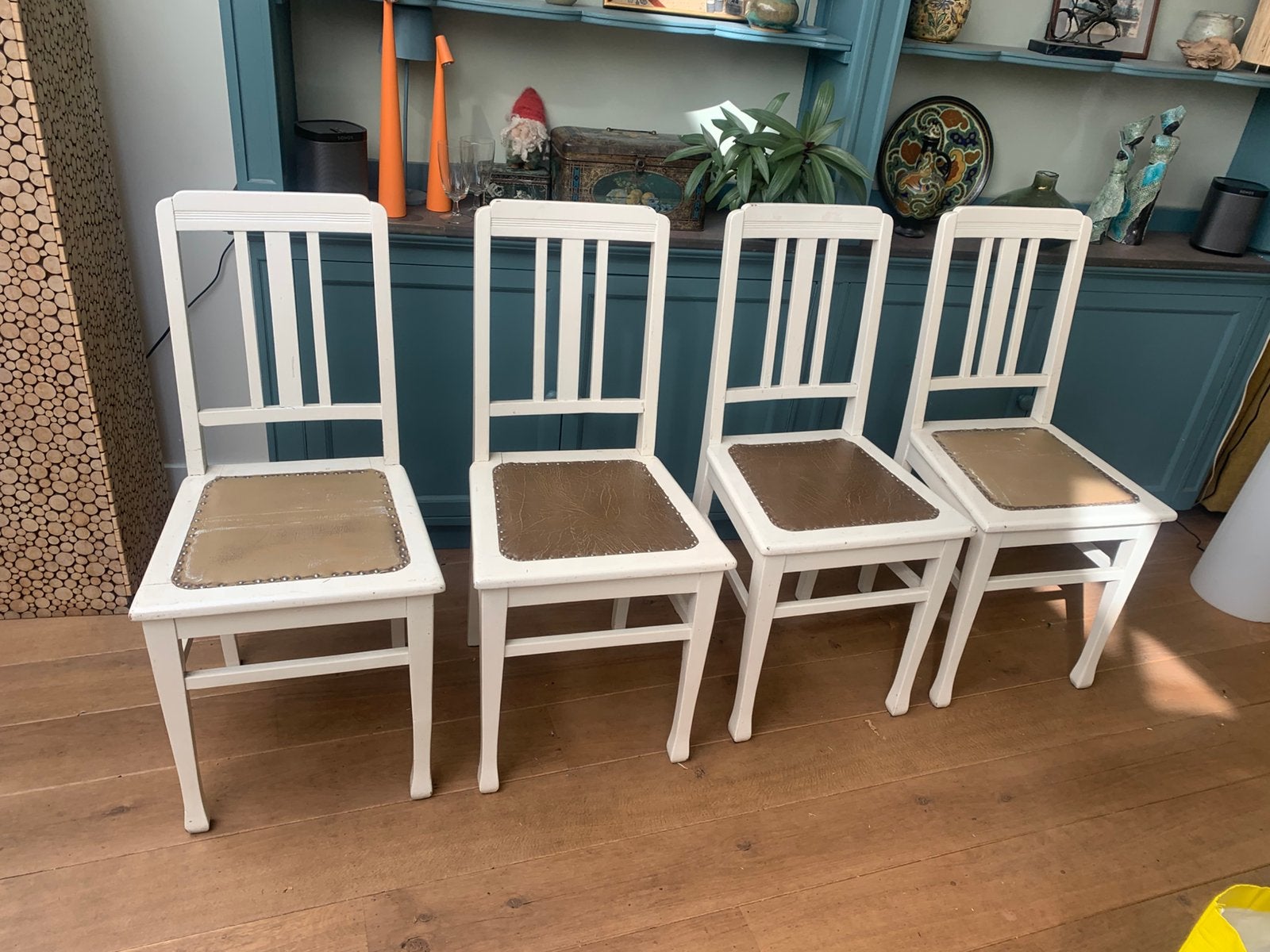 4 Keuken / eetkamer stoelen, Ophalen, Gebruikt, Wit
