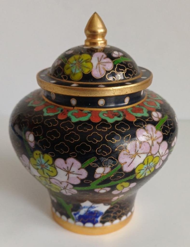 Emaille cloisonné deksel potje, Ophalen of Verzenden