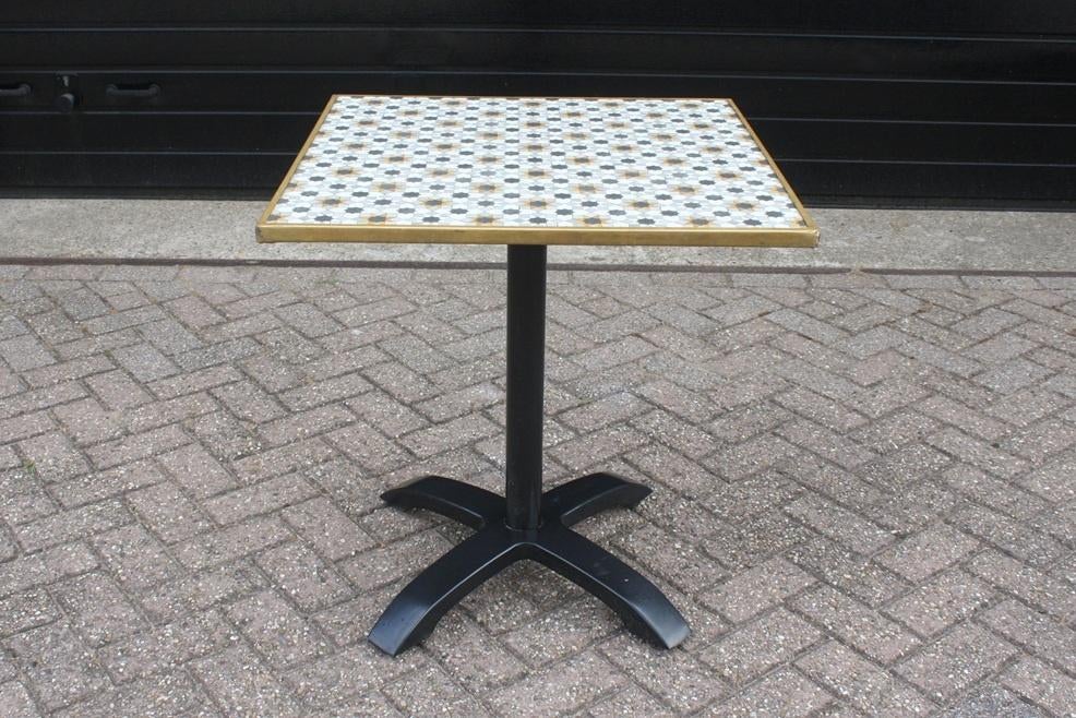 4 x hippe vierkante tuintafel eettafel gekleurd mozaiek, Ophalen, Gebruikt, Vierkant