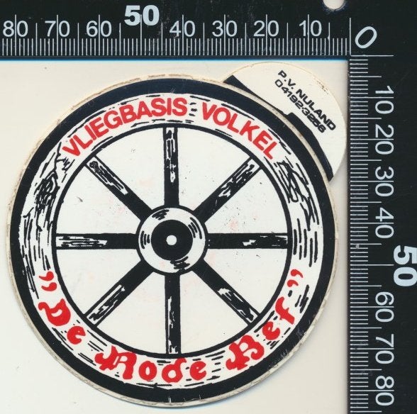 Sticker: De Rode Bef - Vliegbasis Volkel, Ophalen of Verzenden, Zo goed als nieuw, Bedrijf of Vereniging