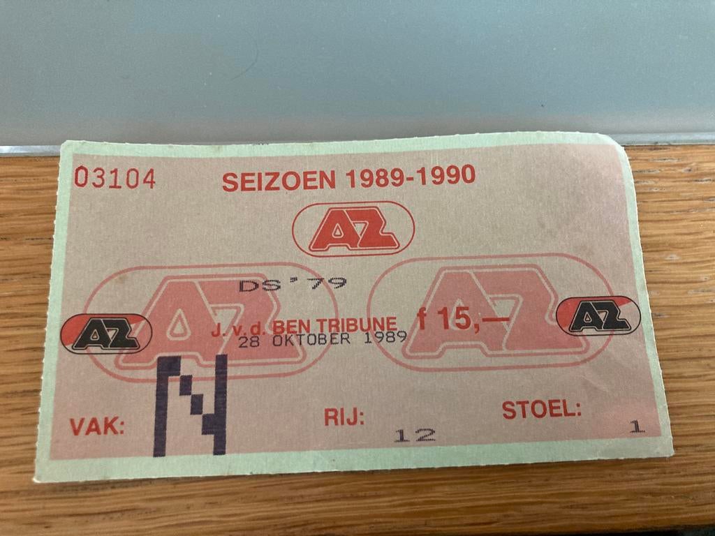 OUD TICKET AZ-DS’79 89-90, Ophalen of Verzenden, Zo goed als nieuw, AZ, Overige typen