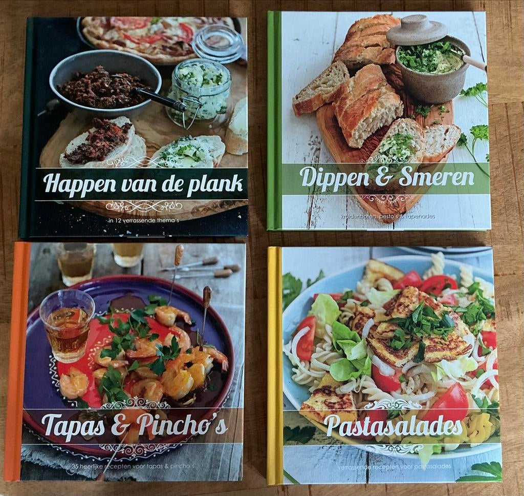 Kookboeken set: Happen, Dippen, Tapas & Pastasalades, Boeken, Kookboeken, Ophalen, Nieuw, Europa, Voorgerechten en Soepen