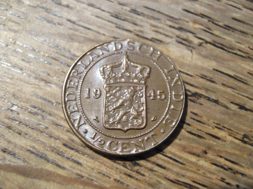 Bevrijd Nederlands Indie 1/2 Cent 1945p, WW2 #392, Postzegels en Munten, Munten | Azië, Losse munt, Zuidoost-Azië, Ophalen of Verzenden