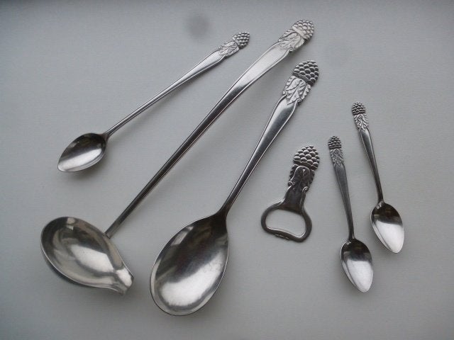 Gero Zilmeta 361 Braam natfruit schep thee bowl vorkjes etc, Gebruikt, Gero, Ophalen of Verzenden, Rvs of Chroom