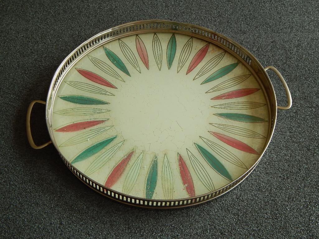 Antiek dienblad, porselein, Antiek en Kunst, Ophalen of Verzenden