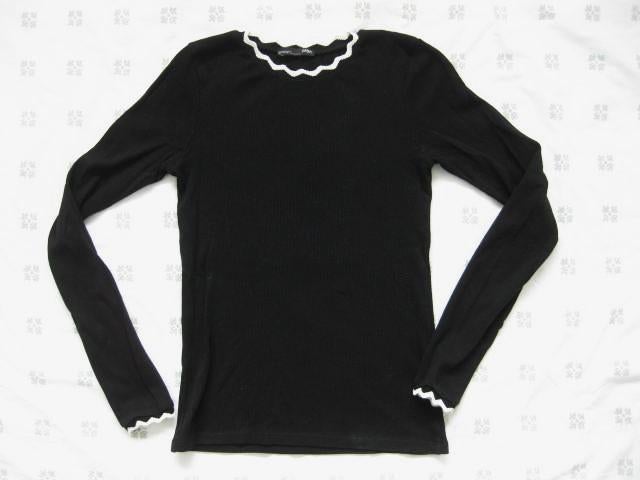 Zara zwarte top, truitje, met wit schulprandje maat S, Ophalen of Verzenden, Zo goed als nieuw, Lange mouw, Maat 36 (S)