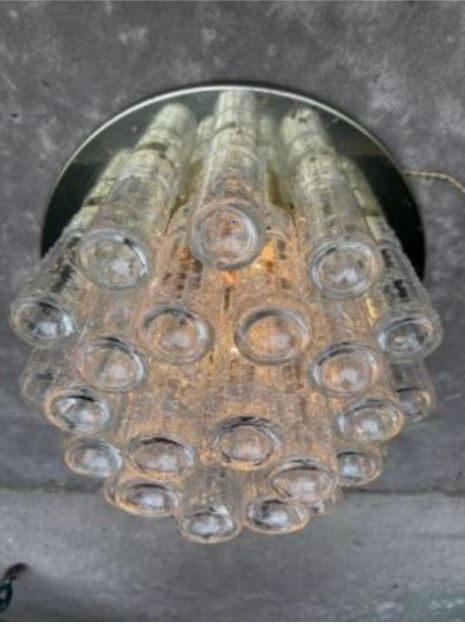 vintage plafondlamp Boris Tabacoff voor Limburg 60er xl, Ophalen, Zo goed als nieuw, Glas