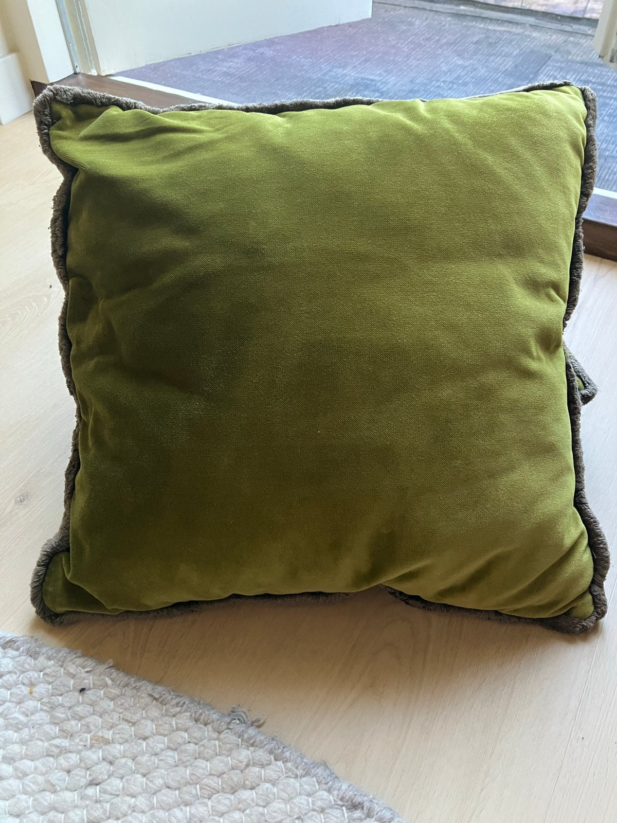 Prachtig groot Velours Sierkussen Groen - 50*50cm, Huis en Inrichting, Woonaccessoires | Kussens, Ophalen, Vierkant, Zo goed als nieuw