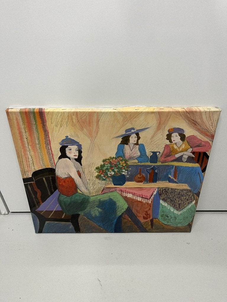 Three ladies taking tea, reproductie Itzchak Tarkay, Ophalen, Klassiek, Gedateerd, Portret of Personen