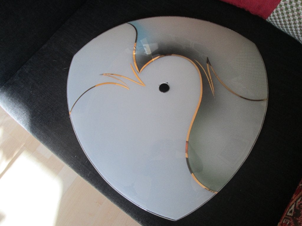 Vintage / Plavondlamp 50er jaren / Onbeschadigd / Retro, Ophalen, Gebruikt, Glas